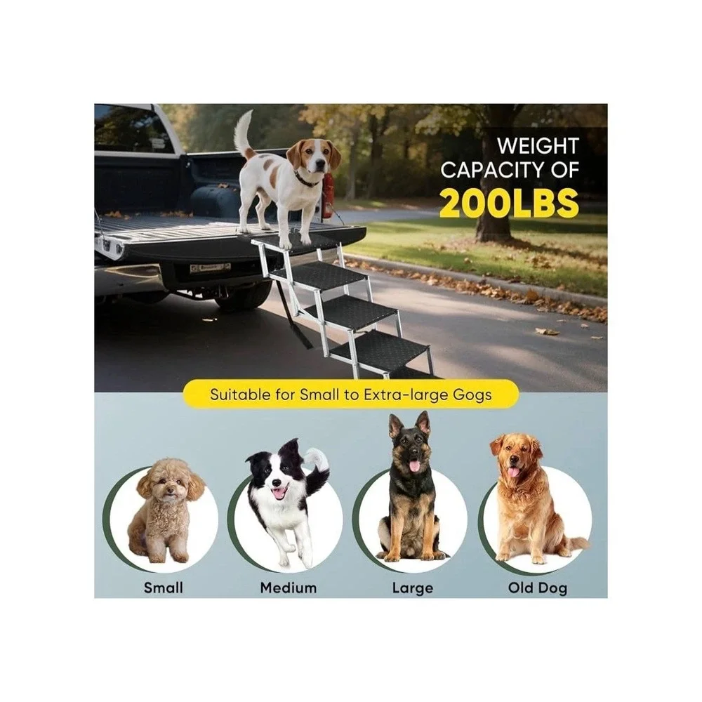 Non Slip Dog Stairs for Large Dogs Folding Portable Ramp Step for Car SUV Trucks